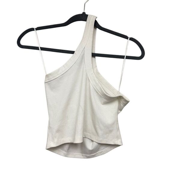 Lioness white ribbed one shoulder cropped top size medium - Picture 3 of 3